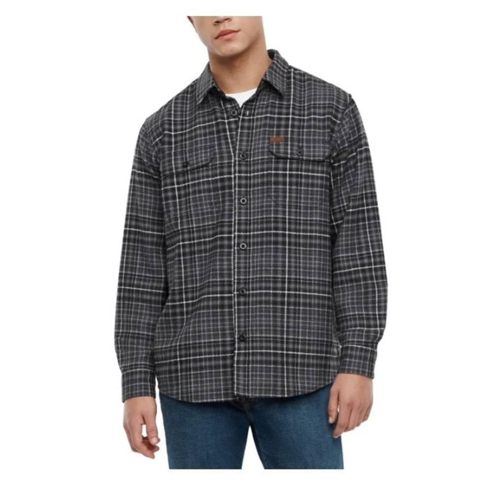 New Orvis Men's Flannel Shirt Regular Fit Heavyweight Cotton Plaid Gray Size XXL